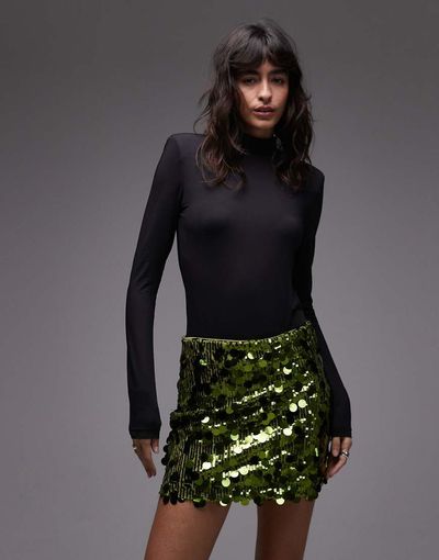 ASOS DESIGN ASOS DESIGN mixed sequin mini skirt in green