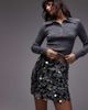 ASOS DESIGN ASOS DESIGN mixed sequin mini skirt in gunmetal silver-Gray - 1