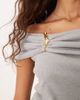 ASOS DESIGN ASOS DESIGN modal off the shoulder top with hardware & fold over detail in heather gray-Red - 2