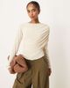 ASOS DESIGN ASOS DESIGN modal wrap detail long sleeve tee in cream-White - 1