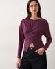 ASOS DESIGN ASOS DESIGN modal wrap waist long sleeve top in fig-Purple - 1