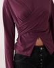 ASOS DESIGN ASOS DESIGN modal wrap waist long sleeve top in fig-Purple - 3
