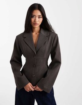 ASOS DESIGN ASOS DESIGN molded cinched blazer in charcoal-Gray