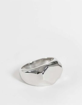 ASOS DESIGN ASOS DESIGN molten edge flat top signet ring in silver