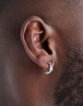 ASOS DESIGN ASOS DESIGN molten hammered hoop earrings in silver tone