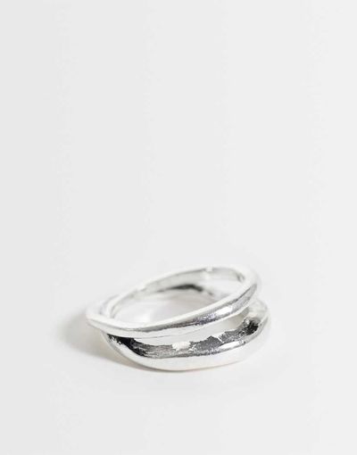 ASOS DESIGN ASOS DESIGN molten intertwined double row ring in burnished silver