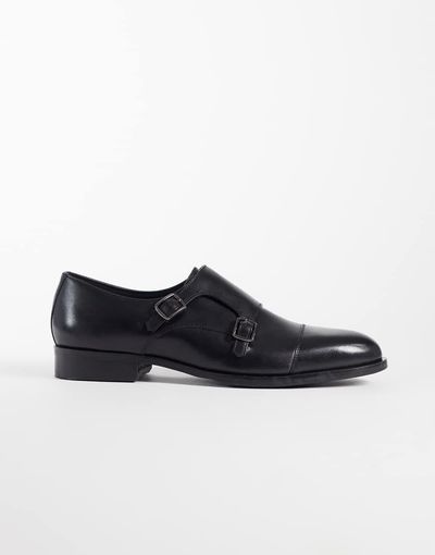 ASOS DESIGN ASOS DESIGN monk shoes with buckled straps in black leather