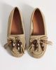 ASOS DESIGN ASOS DESIGN Moxen loafers with beaded tassels in sand suedette-Neutral - 1