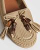ASOS DESIGN ASOS DESIGN Moxen loafers with beaded tassels in sand suedette-Neutral - 4