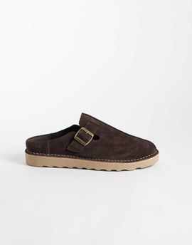 ASOS DESIGN ASOS DESIGN mule sandals with buckle and seam detail in brown suede