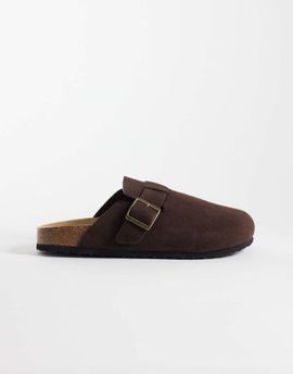 ASOS DESIGN ASOS DESIGN mule sandals with cork sole in chocolate suede-Brown