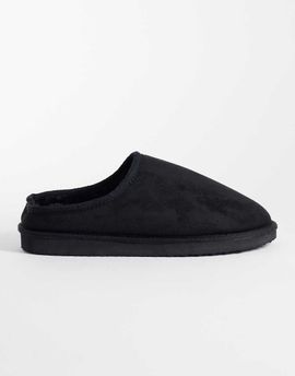 ASOS DESIGN ASOS DESIGN mule slippers in black microfibre with faux fur lining
