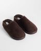 ASOS DESIGN ASOS DESIGN mule slippers in brown microfibre with faux fur lining - 1