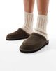 ASOS DESIGN ASOS DESIGN mule slippers in brown with fleece lining - 1