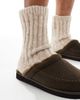 ASOS DESIGN ASOS DESIGN mule slippers in brown with fleece lining - 2