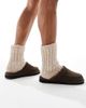 ASOS DESIGN ASOS DESIGN mule slippers in brown with fleece lining - 3