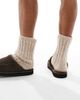 ASOS DESIGN ASOS DESIGN mule slippers in brown with fleece lining - 4