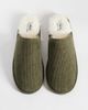 ASOS DESIGN ASOS DESIGN mule slippers in dark olive corduroy with tonal faux shearling lining-Green - 2
