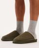 ASOS DESIGN ASOS DESIGN mule slippers in khaki nylon with borg lining-Green - 1