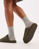 ASOS DESIGN ASOS DESIGN mule slippers in khaki nylon with borg lining-Green - 3