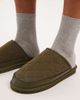 ASOS DESIGN ASOS DESIGN mule slippers in khaki nylon with borg lining-Green - 4