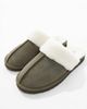 ASOS DESIGN ASOS DESIGN mule slippers in khaki suede with faux shearling lining-Green - 2