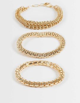 ASOS DESIGN ASOS DESIGN multi-pack of bracelets with mixed chains in gold tone