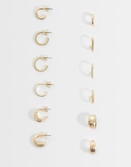 ASOS DESIGN ASOS DESIGN multi-pack of mixed everyday hoop earrings in gold tone