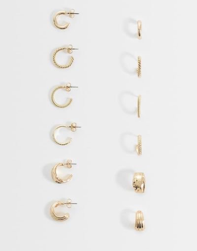 ASOS DESIGN ASOS DESIGN multi-pack of mixed everyday hoop earrings in gold tone