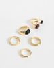 ASOS DESIGN ASOS DESIGN multi-pack of ring with stone-settings in gold tone - 1