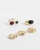 ASOS DESIGN ASOS DESIGN multi-pack of ring with stone-settings in gold tone - 3