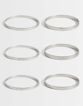ASOS DESIGN ASOS DESIGN multi-pack of skinny bangles in hammered silver tone