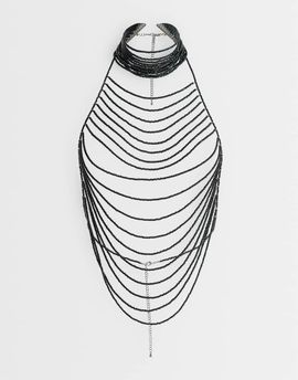 ASOS DESIGN ASOS DESIGN multi-row body harness with beading in gray