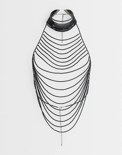ASOS DESIGN ASOS DESIGN multi-row body harness with beading in gray
