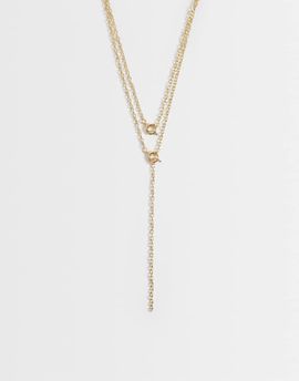 ASOS DESIGN ASOS DESIGN multi-row chain necklace with O-ring details in gold tone