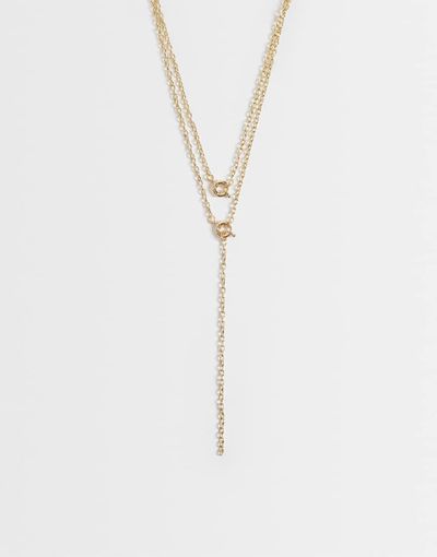 ASOS DESIGN ASOS DESIGN multi-row chain necklace with O-ring details in gold tone