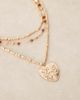 ASOS DESIGN ASOS DESIGN multi-row layered neckace with brown beads and large heart pendant in hammered gold tone - 2