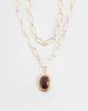 ASOS DESIGN ASOS DESIGN multi-row necklace with large burgundy resin pendant in gold tone - 1