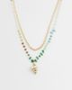 ASOS DESIGN ASOS DESIGN multi-row necklace with multi-colored faux chippings and shell pendant in gold tone - 1
