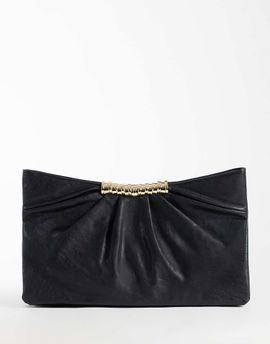 ASOS DESIGN ASOS DESIGN multi gusset grab clutch with metal hardware in black and snake