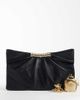 ASOS DESIGN ASOS DESIGN multi gusset grab clutch with metal hardware in black and snake - 3