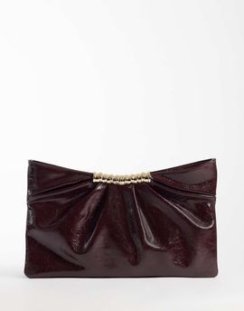ASOS DESIGN ASOS DESIGN multi gusset grab clutch with metal hardware in burgundy-RED