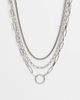 ASOS DESIGN ASOS DESIGN multirow necklace with snake and open link chain in silver tone - 1