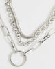 ASOS DESIGN ASOS DESIGN multirow necklace with snake and open link chain in silver tone - 2