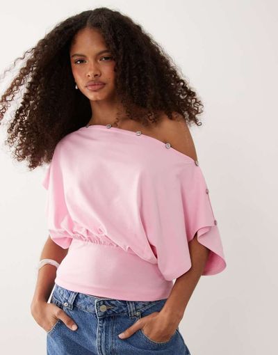 ASOS DESIGN ASOS DESIGN multiway button top in pastel pink