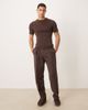 ASOS DESIGN ASOS DESIGN muscle fit knit ribbed crew neck T-shirt with saddle sleeve in brown cotton blend - 2