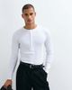 ASOS DESIGN ASOS DESIGN muscle fit long sleeve henley t-shirt in white smart rib - 1
