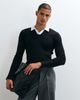 ASOS DESIGN ASOS DESIGN muscle fit long sleeve polo in black variegated rib - 1