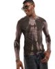 ASOS DESIGN ASOS DESIGN muscle fit long sleeve T-shirt in washed brown - 1