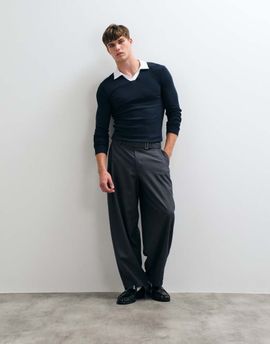 ASOS DESIGN ASOS DESIGN muscle fit ribbed long sleeve polo in navy